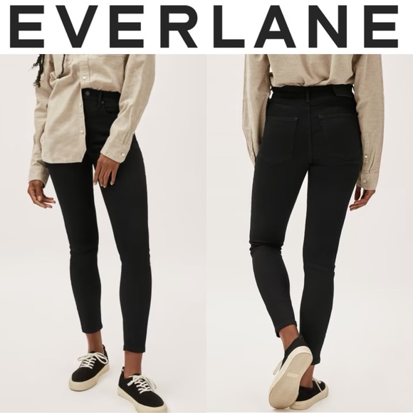 Everlane The Authentic Stretch High Rise Skinny Ankle Jeans Black Size 29 - Picture 2 of 15